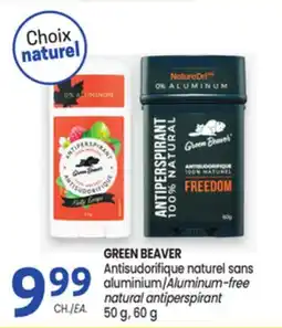 Uniprix GREEN BEAVER Antisudorifique naturel sans aluminium/ Aluminum-free natural antiperspirant offer