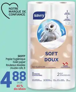 Uniprix SAVVY Papier hygiénique/ Toilet paper Rouleaux doubles/ Double rolls, 8 offer
