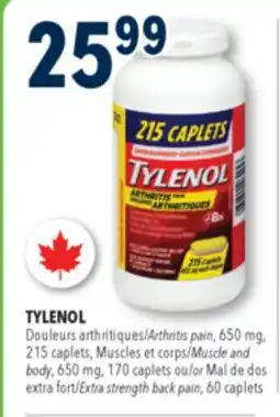 Familiprix Tylenol arthritis pain 650mg caplets 215un offer