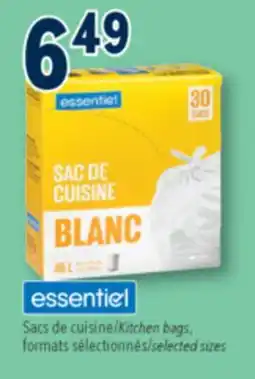 Familiprix Essentiel white kitchen garbage bags fit 45L container 30un offer