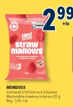 Familiprix MONDOUX Marshmallow strawberry or banana, 85g offer