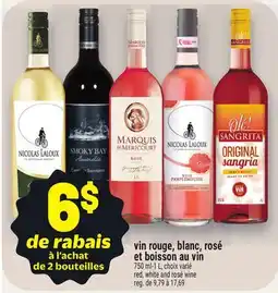 Metro VIN ROUGE, BLANC, ROSÉ ET BOISSON AU VIN | RED, WHITE AND ROSÉ WINE offer