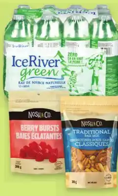 Proxim ICE RIVER GREEN Spring water NOSH & CO. Selected nuts or candies offer