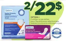 Proxim OPTION+ Selected incontinence underwear or pads offer