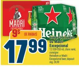 Marché Adonis BIÈRES HEINEKEN OU MADRI EXCEPCIONAL | HEINEKEN OR MADRI EXCEPCIONAL BEER offer