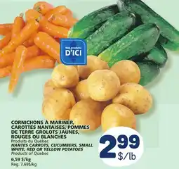 Marché Bonichoix NANTES CARROTS, CUCUMBERS, SMALL WHITE, RED OR YELLOW POTATOES offer