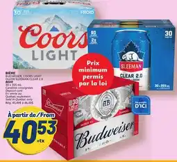 Marché Bonichoix BUDWEISER, COORS LIGHT OU/OR SLEEMAN CLEAR 2.0 BEER offer