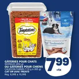 Marché Bonichoix GÂTERIES POUR CHATS WHISKAS (454 g) OU GÂTERIES POUR CHIENS CALEDON FARMS (110 g à 265 g) offer