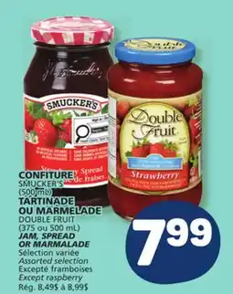 Marché Bonichoix SMUCKER'S (500 mL) DOUBLE FRUIT (375 or 500 mL) JAM, SPREAD OR MARMALADE offer
