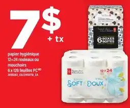 Maxi PAPIER HYGIÉNIQUE, 12=24 ROULEAUX OU MOUCHOIRS, 6 X 126 FEUILLES PC offer