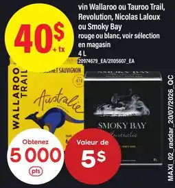 Maxi VIN WALLAROO OU TAUROO TRAIL, REVOLUTION, NICOLAS LALOUX OU SMOKY BAY offer