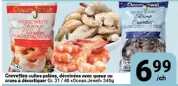 Pasquier Crevettes cuites pelées, déveniées avec queue ou crues à décortiquer Gr. 31 / 40 Ocean Jewel offer