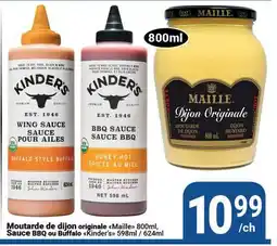 Pasquier Moutarde de dijon originale Maille 800ml Sauce BBQ ou Buffalo Kinders offer