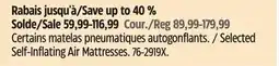 Canadian Tire Selected Woods Self-Inflating Air Mattresses offer