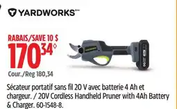 Canadian Tire Yardworks 20V Cordless Handheld Pruner with 4Ah Battery & Charger offer