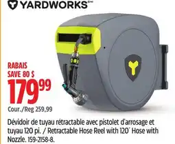 Canadian Tire Yardworks Retractable Hose Reel with 120´ Hose with Nozzle offer