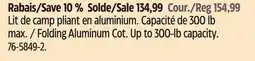 Canadian Tire Woods Folding Aluminum Cot offer