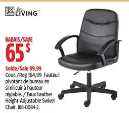 Canadian Tire For Living Faux Leather Height-Adjustable Swivel Chair offer