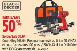 Canadian Tire BLACK+DECKER 20V MAX Li-Ion Drill/Driver with 100-Pc Accessory Kit offer