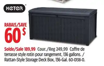 Canadian Tire KETER Rattan-Style Storage Deck Box offer