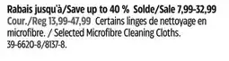 Canadian Tire Selected Simoniz Microfibre Cleaning Cloths offer
