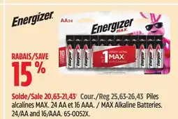 Canadian Tire ENERGIZER MAX Alkaline Batteries offer