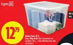 Canadian Tire Type A Clear Wheeled Tote offer