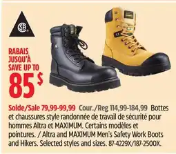 Canadian Tire Altra and MAXIMUM Men's Safety Work Boots and Hikers offer