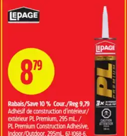 Canadian Tire PL Premium Construction Adhesive, Indoor/Outdoor, 295mL offer