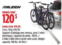 Canadian Tire Raleigh E-Bike 2-Bike Hitch Carrier with Locks offer