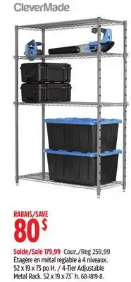 Canadian Tire CleverMade 4-Tier Adjustable Metal Rack offer