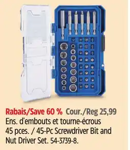 Canadian Tire Mastercraft 45-Pc Screwdriver Bit and Nut Driver Set offer
