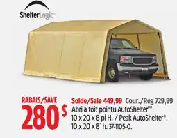 Canadian Tire ShelterLogic Peak AutoShelter . 10 x 20 x 8´ h offer
