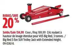 Canadian Tire Big Red 3-Ton SUV Trolley Jack with Extended Height offer