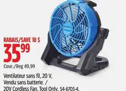 Canadian Tire Mastercraft 20V Cordless Fan offer