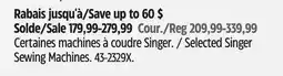 Canadian Tire Selected Singer Sewing Machines offer