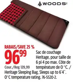 Canadian Tire WOODS Heritage Sleeping Bag offer