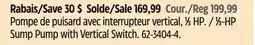 Canadian Tire Mastercraft 1⁄3-HP Sump Pump with Vertical Switch offer