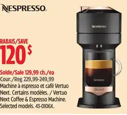 Canadian Tire Nespresso Vertuo Next Coffee & Espresso Machine. Selected models offer