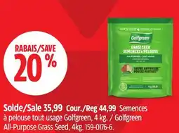 Canadian Tire Golfgreen All-Purpose Grass Seed, 4kg offer