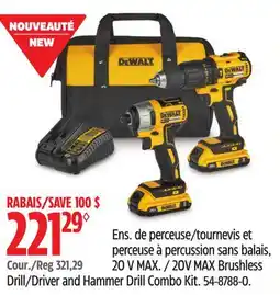 Canadian Tire Dewalt 20V MAX Brushless Drill/Driver and Hammer Drill Combo Kit offer