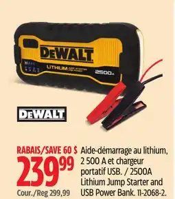 Canadian Tire DEWALT 2500A Lithium Jump Starter and USB Power Bank offer
