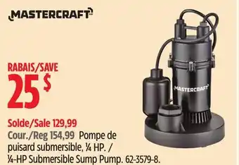 Canadian Tire Mastercraft 1⁄4-HP Submersible Sump Pump offer