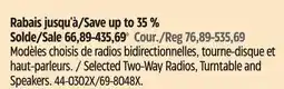 Canadian Tire Selected Two-Way Radios, Turntable and Speakers offer