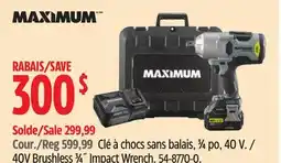 Canadian Tire MAXIMUM 40V Brushless 3⁄4˝ Impact Wrench offer
