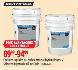 Canadian Tire Certified Selected Hydraulic Oil or Fluid offer