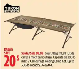 Canadian Tire YUKON GEAR Camouflage Folding Camp Cot offer