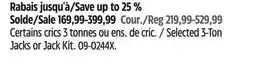 Canadian Tire Motomaster Selected 3-Ton Jacks or Jack Kit offer