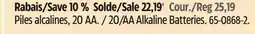 Canadian Tire DURACELL 20/AA Alkaline Batteries offer