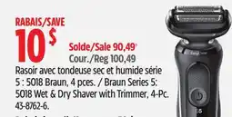 Canadian Tire Braun Series 5: 5018 Wet & Dry Shaver with Trimmer, 4-Pc offer
